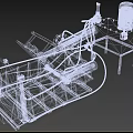 Industrial Processing Equipment With Blue Motor Metal Frame And Hydraulic Pipes