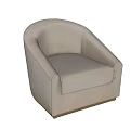 Modern Beige Upholstered Single Sofa With Rounded Arms And Wooden Base 3d model