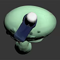 Green Animated Octopus Character In Blue White Chef Hat With Big Nose And Eyes