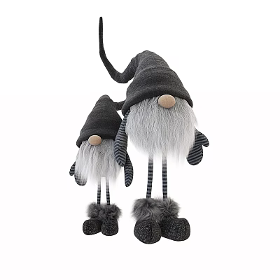 Cute Plush Gnome Dolls With Gray Hats Long Beards Striped Limbs 3d model