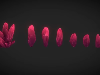 Pink Crystal Decorative Ornament Set With Various Shapes And Sizes On Dark Background 3d model