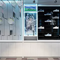 Modern YONEX Sports Store Interior With Racket Displays Wall Posters And Rest Bench