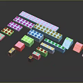 Colorful Building Blocks Modular Furniture Components Design With Various Arrangements