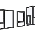 Black Window Frames In Various Sizes And Designs For Modern Buildings 3d model