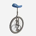 Classic Unicycle With Blue Seat Metal Frame And Spoked Wheel