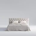 Simple Modern Double Bed Design With Tufted Headboard And Light Colored Linen Bedding 3d model