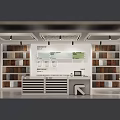Shopping Mall Retail Store Interior With White Counter Shelves And Product Display Design