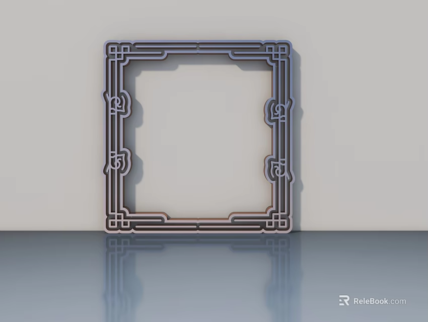 Modern Swing Door With Decorative Metal Frame And Intricate Geometric Patterns 3d model 