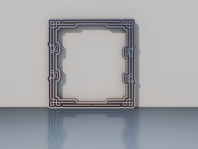 Modern Swing Door With Decorative Metal Frame And Intricate Geometric Patterns 3d model