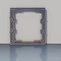 Modern Swing Door With Decorative Metal Frame And Intricate Geometric Patterns