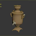 Traditional Copper Samovar With Ornate Carvings And Decorative Base For Home Use