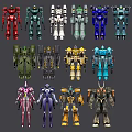Assorted Colorful Robot Models With Detailed Designs And Action Features