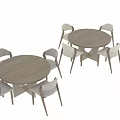 Modern Round Wooden Dining Table Set With 4 Upholstered Chairs 3d model