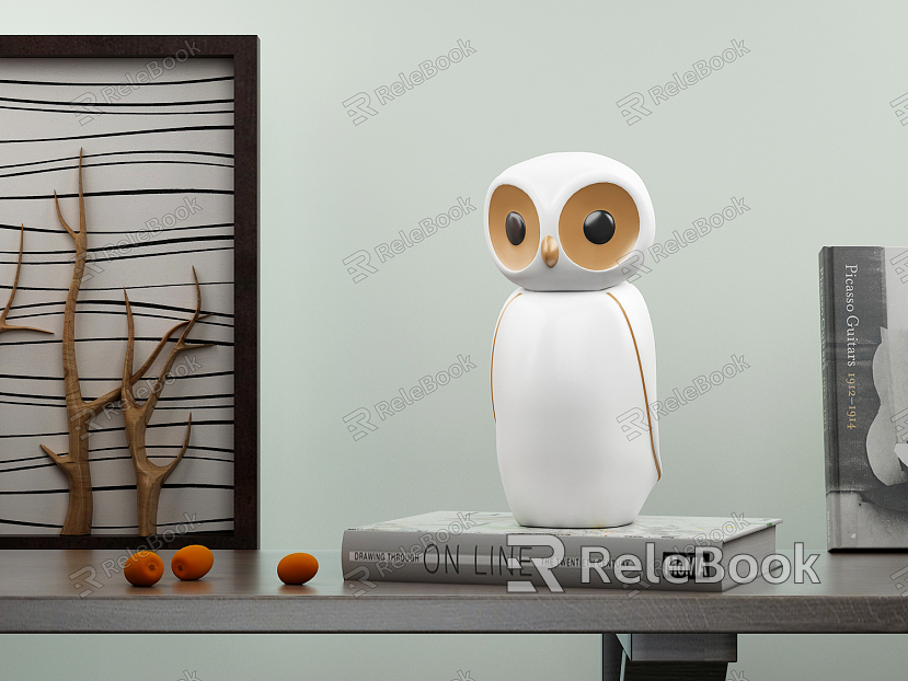 Modern Ornaments Decorations White Owl Table Book Decorative Painting Fruit model