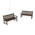 Wooden Public Benches With Backrest And Armrests For Outdoor Spaces