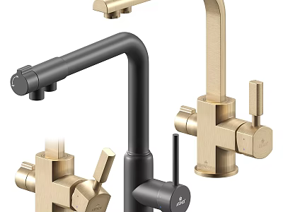 Modern Black And Gold Kitchen Faucets With Sleek Stylish Design Features 3d model