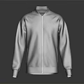 Gray Long Sleeve Stand Collar Casual Jacket With White Zipper And Simple Design