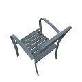 Durable Modern Metal Outdoor Chair For Garden Patio With Slatted Design And Armrests