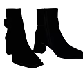 Black Leather Ankle Boots with Block Heel and Buckle Strap for Stylish Minimalist Look
