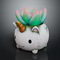 Cute Unicorn Shaped Succulent Planter With Pink Green Leaves and Smiling Face for Home Decor