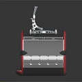 Modern Cable Car With Red Frame Transparent Glass And Metal Structure 3d model