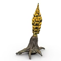 Cartoon Fantasy Plant With Tentacle Like Roots And Yellow Scaled Top Structure
