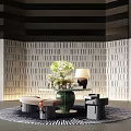 Ornaments combination indoor most view device flower a few potted cut book flower table lamp 3d model