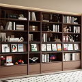 Middle Ancient Bookcase Middle Ancient Style Bookcase Study Bookcase Full Wall Bookcase Ornaments 3d model