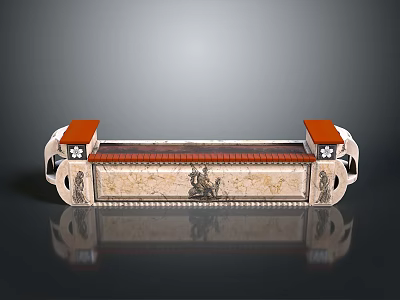 Carved Decorative Sculpture Piece with Orange Top and Intricate Relief Patterns for Indoor Decoration 3d model