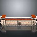 Carved Decorative Sculpture Piece with Orange Top and Intricate Relief Patterns for Indoor Decoration