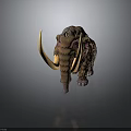 Cute Cartoon Style Mammoth Character 3D Model With Fluffy Fur Long Tusk And Purple Eyes