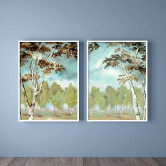 Modern Landscape Painting Simple Green Living Room Landscape Natural Light Decorative Painting 3d model