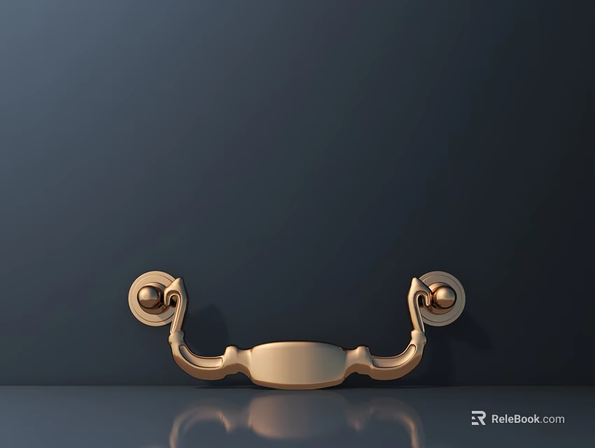 Golden Metal Handle With Elegant Modern Design And Smooth Surface Reflection On Dark Background 3d model 