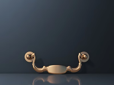 Golden Metal Handle With Elegant Modern Design And Smooth Surface Reflection On Dark Background 3d model