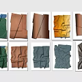 Unique Colorful Fabric Folded Textured Wall Decor Arranged On White Background