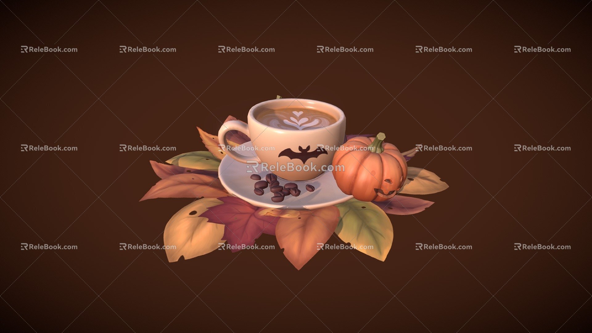 Modern Halloween Latte 3d model