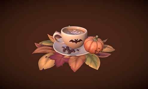 Modern Halloween Latte 3d model