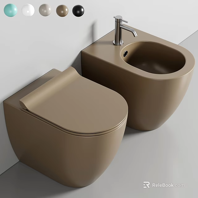 Modern Taupe Wall Hung Toilet With Sleek Design For Contemporary Bathroom 3d model 