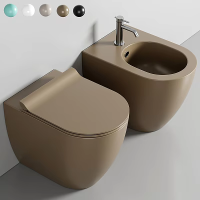 Modern Taupe Wall Hung Toilet With Sleek Design For Contemporary Bathroom 3d model