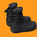 Stylish Modern Black High Top Boots With Structured Upper And Laces