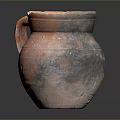 Handcrafted Orange Red Clay Jug Sculpture With Worn Texture And Handle 3d model