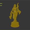 Woman in Blue Blouse and Pink Sari with Green Scarf on Lotus Base Dancing
