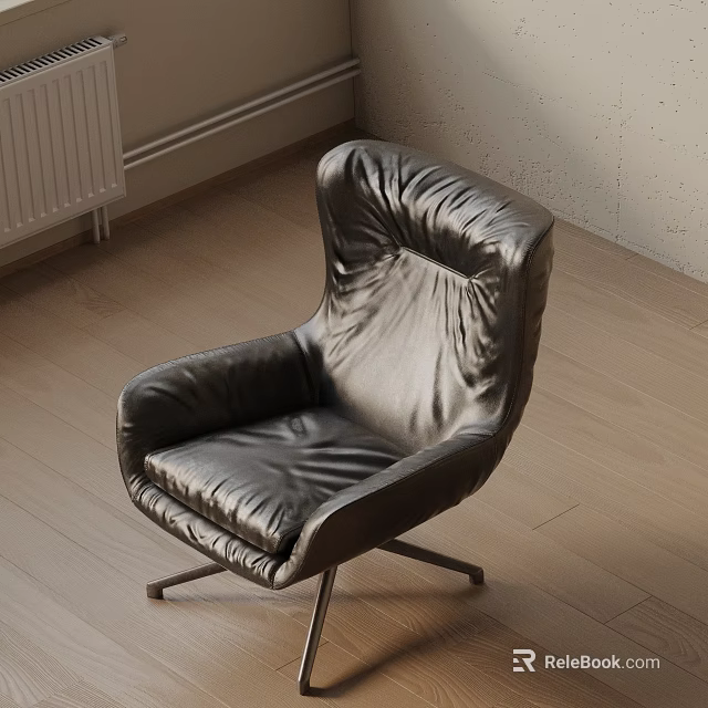 Black Leather Office Chair With Modern Design Metal Legs Armrests and Sleek Contemporary Style 3d model 