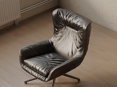 Black Leather Office Chair With Modern Design Metal Legs Armrests and Sleek Contemporary Style 3d model