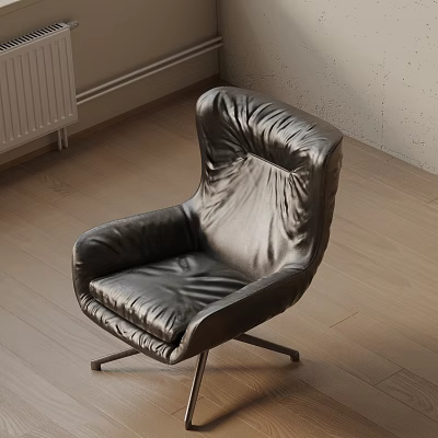 Black Leather Office Chair With Modern Design Metal Legs Armrests and Sleek Contemporary Style 3d model