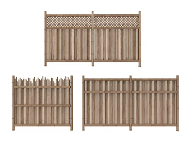 Bamboo Garden Fence With Three Different Lattice And Slatted Designs For Decoration 3d model