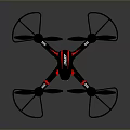 Black And Red Quadcopter Drone With Propeller Guards And Stable Flight Design 3d model