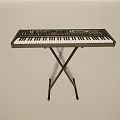 Electronic Keyboard Instrument On Stand With White Keys And Control Panel 3d model