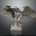 Artistic Detailed Stone Eagle Sculpture With Spread Wings And Square Base