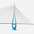 Cable Stayed Bridge with Blue Pylon and White Cables Modern Design Structure 3d model